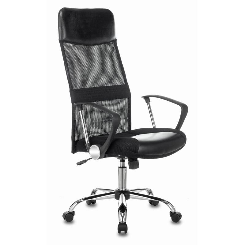 Кресло руководителя Бюрократ CH-600SL/LUX/BLACK черный искусст.кожа/сетка/ткань крестовина хром главное фото