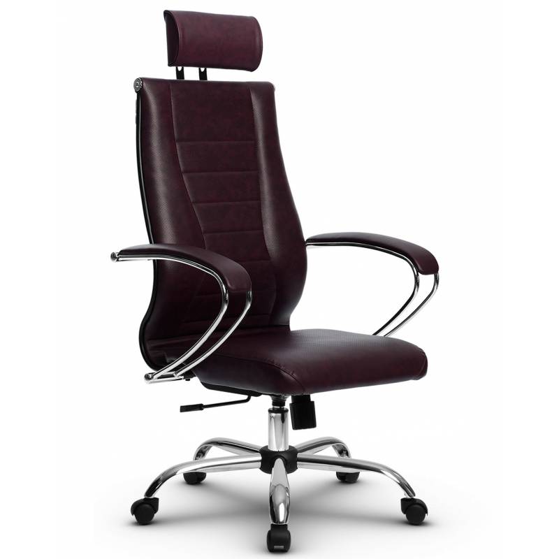 Эргономичное кресло руководителя Метта комплект 35 бордовая перфорированная кожа главное фото