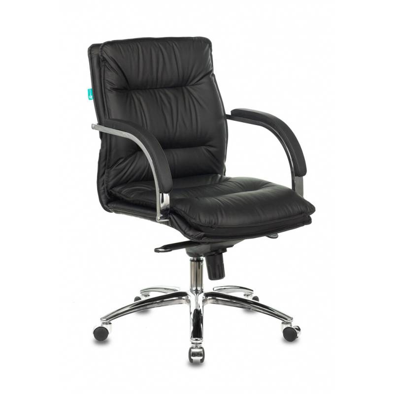 Кресло руководителя Бюрократ T-9927SL-LOW/BLACK низкая спинка черный кожа крестовина хром главное фото