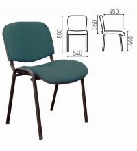 Стул для персонала и посетителей "ИЗО", черный каркас, ткань черно-зеленая, В-21/С-33