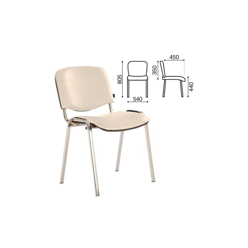Стул для персонала и посетителей  "Iso CF-001", хромированный каркас, кожзам бежевый главное фото