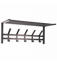 Вешалка настенная с полкой "Торонто-21", 270х670х270 мм, 5 крючков, металл, черная, ВСПТ21 Ч