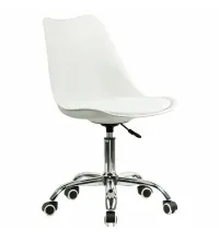 Кресло стул  "Eames MG-310 CH", хром, пластик белый, экокожа белая, 532923