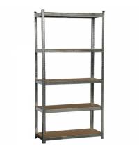 Стеллаж металлический BOOMHOUSE (БУМХАУС) безболтовой, в2000*ш1000*г400мм, 5 полок МДФ, серебристый, 291414