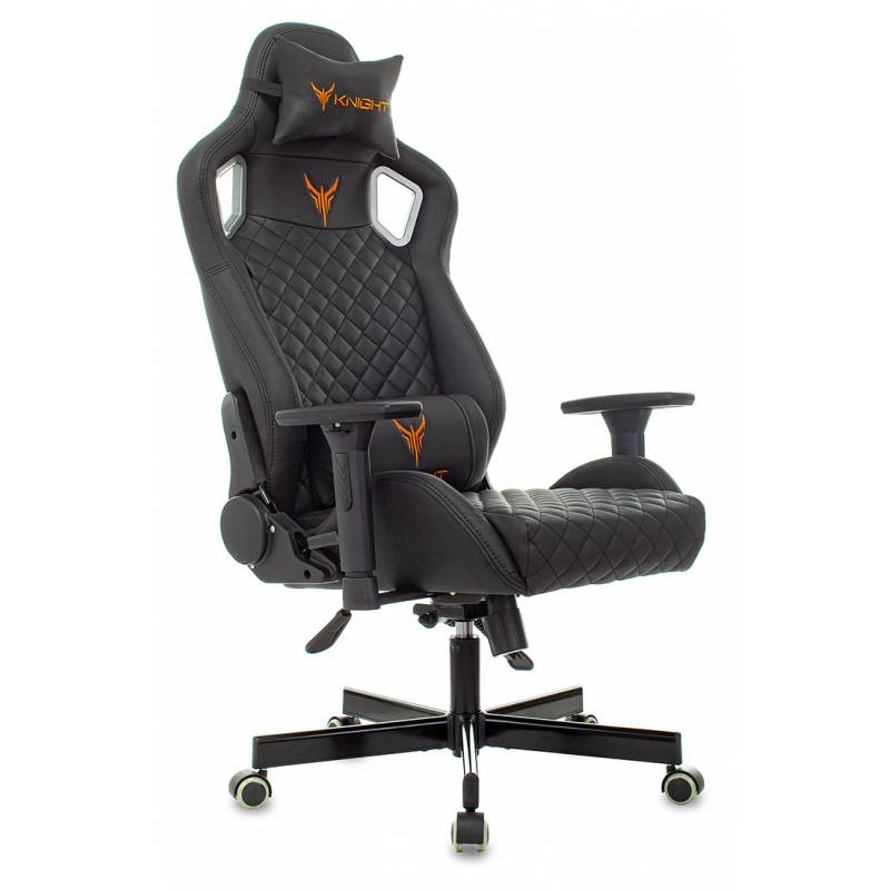 Кресло игровое Knight Outrider черный ромбик эко.кожа с подголов. крестов. металл главное фото