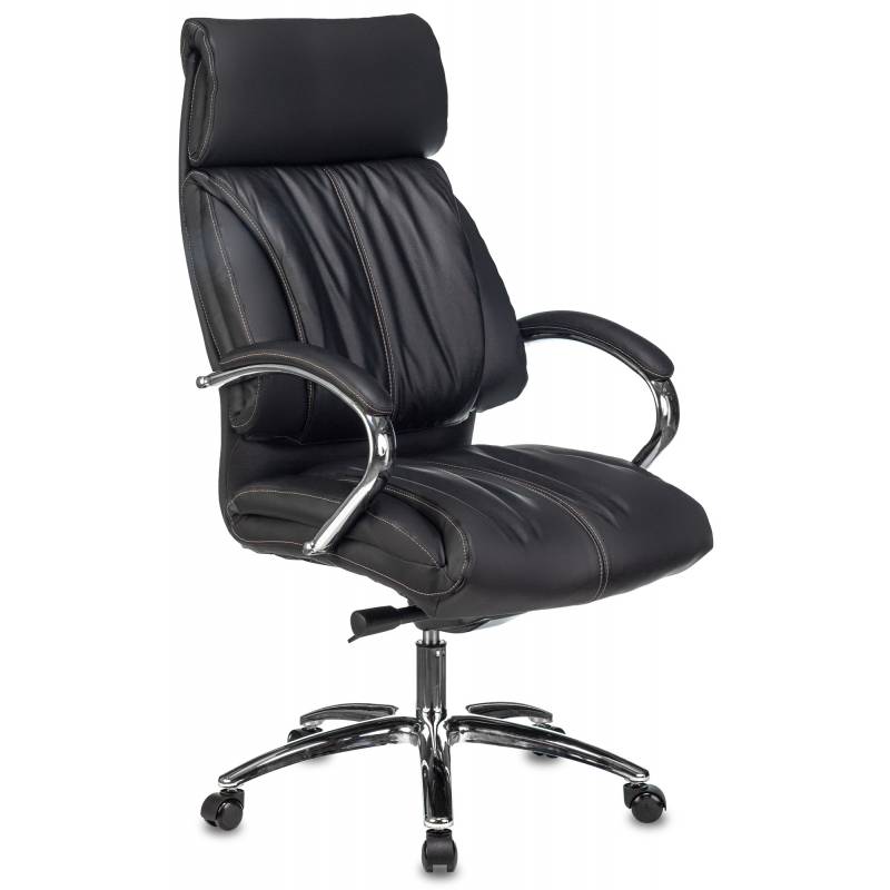 Кресло руководителя Бюрократ T-9904NSL черный кожа крестов. металл хром главное фото