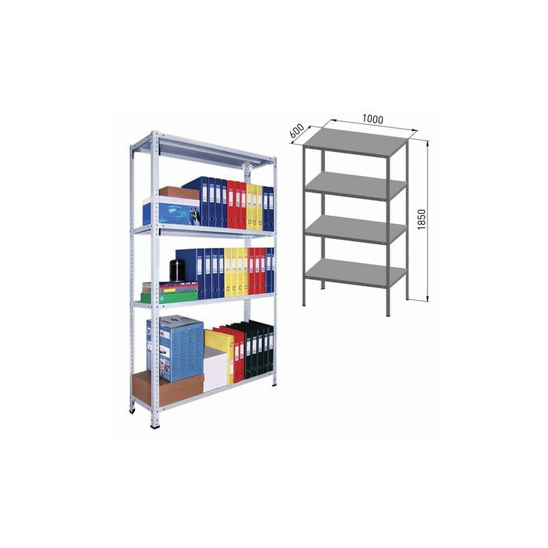 Стеллаж металлический ПРАКТИК "MS", 1850х1000х600 мм, 4 полки, MS 185/100х60/4 главное фото